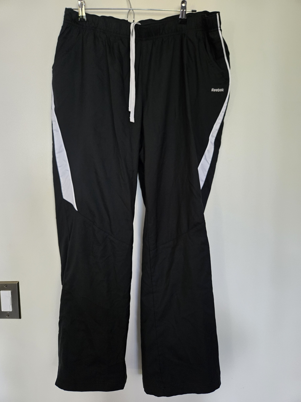 Reebok Men's Black Track Pants with White Accents